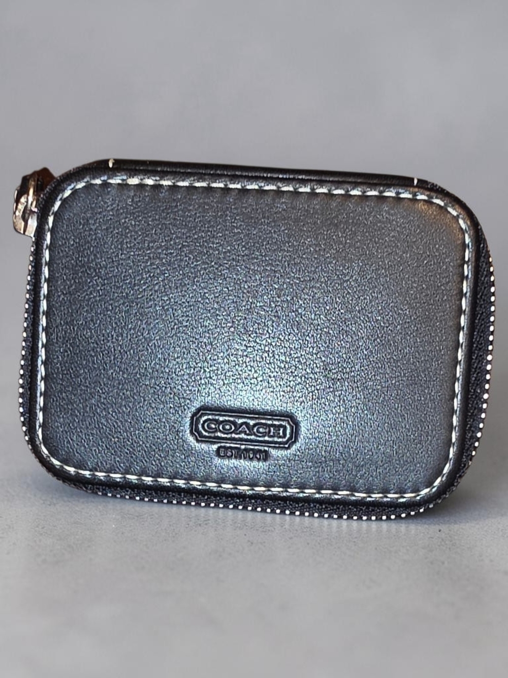 COACH Black Leather Zip Pill Pouch